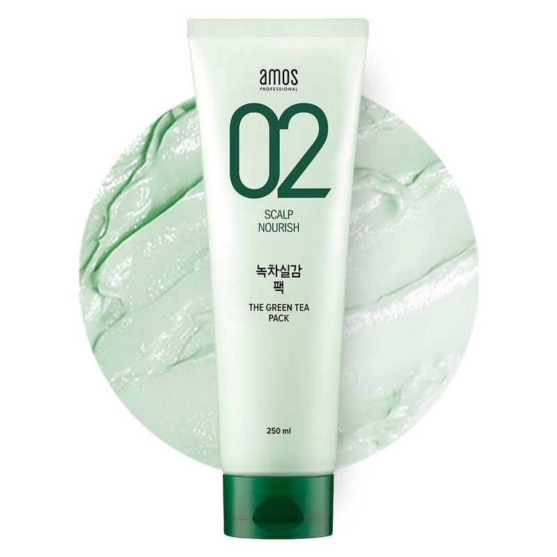 AMOS PROFESSIONAL The Green Tea Pack 8.45 oz (250ml) | Nourishing and Moisturizing Deep Conditioner for Hair Growth | Korean Hair Salon Brand - Image 1